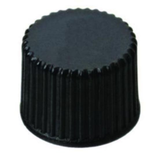 LLG-Screw caps N 8, black PP, closed top, Red Rubber/PTFE beige, Hardness: 45°shore A,Thickness:1.3 mm,pack of 100_1729660