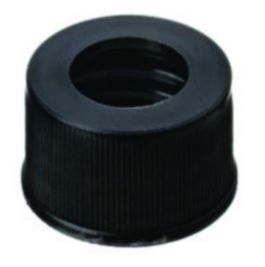 LLG-Screw cap N 13 PP, black, center hole, red rubber/PTFE beige, hardness: 45°shore A, thickness: 1.3 mm, pack of 100_1729636