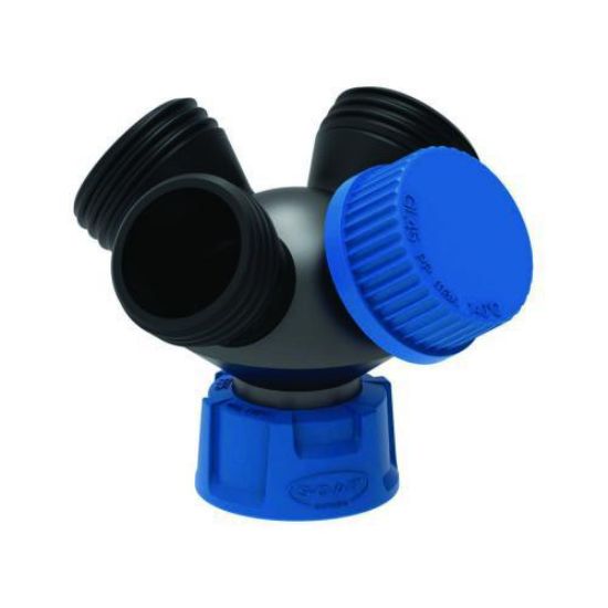 Collector  V2.0, (4-ways) for HPLC connection 1x GL45 (w) to 4x GL45 (m) PE-HD-el_1726308