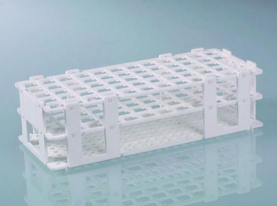 Test tube rack, white, PP for 60 tubes up to 16 mm Ø with restraint system_1729396