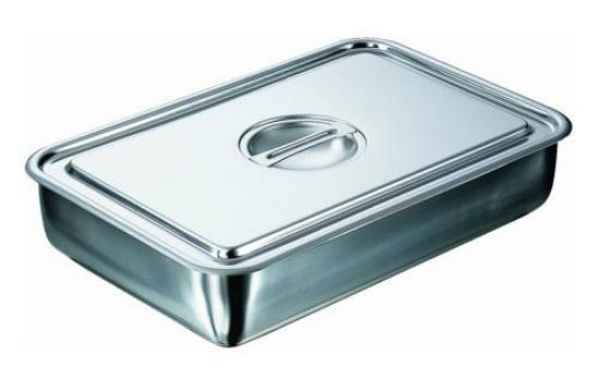 Instrument bin 135x230x55mm stainless steel, with handle lid_1728096