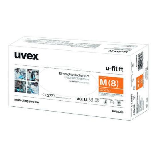 Disposable protective gloves u-fit ft, size M nitrile, fingertips roughened, powder-free pack of 100_1816481