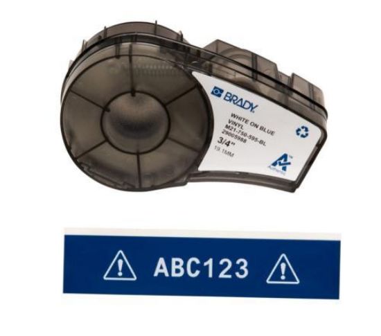 Labels M21-750-595-BL 19,05x6,4m, white on blue, self-adhesive, box of 6.4 m_1878027