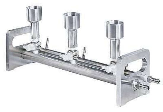 Advantec 313000 Vacuum Filtration Manifold, Sterility Test; SS, 3-Branch with 3-Way Valves_1080215