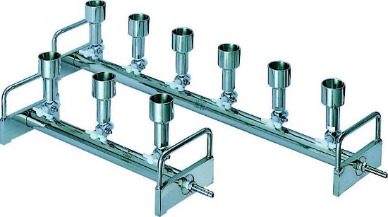 Advantec 353300 Vacuum Filtration Manifold; Stainless Steel, 6-Branch with 2-Way Valves_1082021