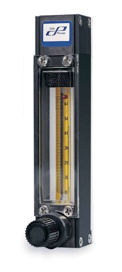 Masterflex, Variable-Area Flowmeter with Valve, Correlated Reading, PTFE Housing and Fittings, 65-mm Scale; 1623 mL/min Air_1085762