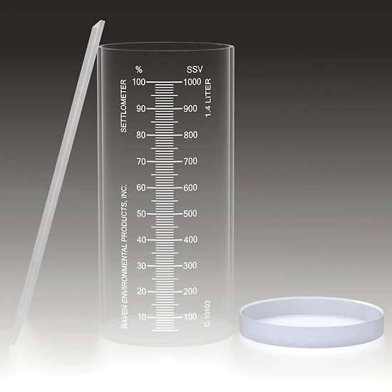 Raven Environmental, Settlometer Kit, C-10102, acrylic, 1.4 L, dual scale % solids and SSV_1086801