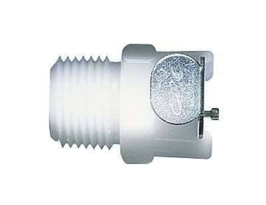 CPC (Colder), Quick-Disconnect Fitting, PLCD1000412, Thread Body, Polypropylene, Valved, 1/4" Flow Size, 1/4" NPT(M)_1093881