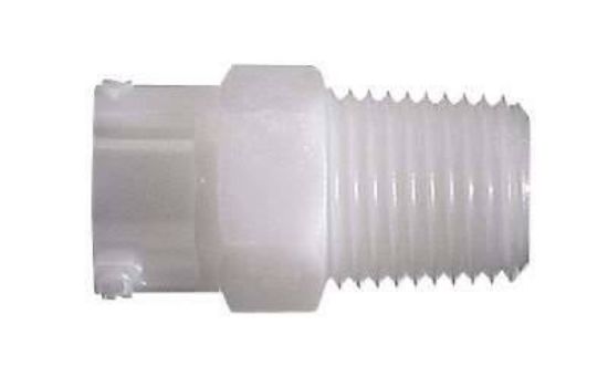 CPC (Colder), Miniature Quick-Disconnect Fitting, SMPT02, Thread Body, Acetal, Straight-Through, 1/8" ID NPT(M); 10/Pk_1092328