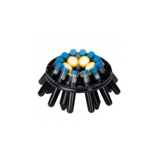 Angle rotor for 12 x 15 ml and 6 x 50 ml conical culture tubes, incl. 12 buckets no. 13011 and 6 buckets no. 13151; Suitable for 2-16P, 2-16KL_1113805