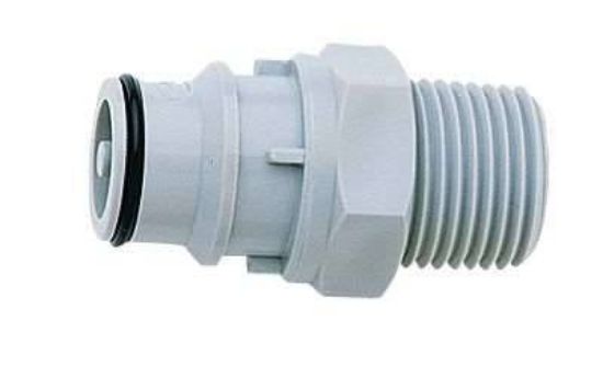 CPC (Colder), High-Flow Quick-Disconnect Fitting, HFCD241212, Thread Insert, Polypropylene, Valved, 3/4 NPT(M)_1131461