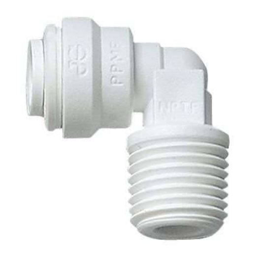 John Guest, Threaded Elbow Adapters, PP480822W, 1/4" OD to 1/4" NPT(M), PP, 10/Pk_1141459