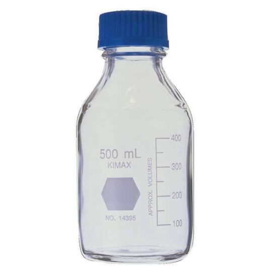 KimCote Safety-Coated Media Bottle, Polypropylene Cap, 500 mL, 4/Cs_1153942