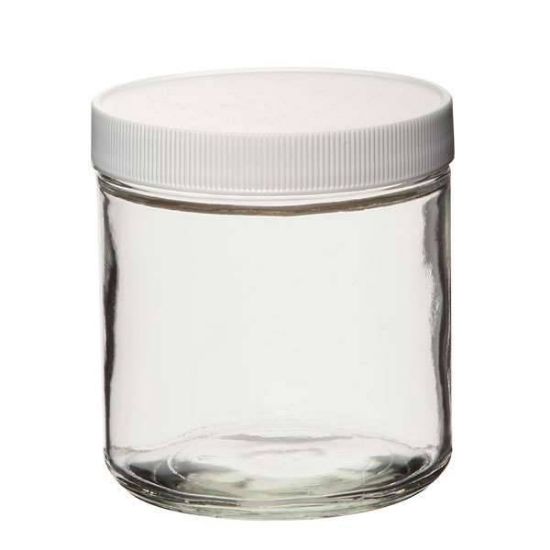Cole-Parmer essentials Straight-Sided Round Jar, Clear Glass, 250mL (8.5 oz); 24/CS_1134342