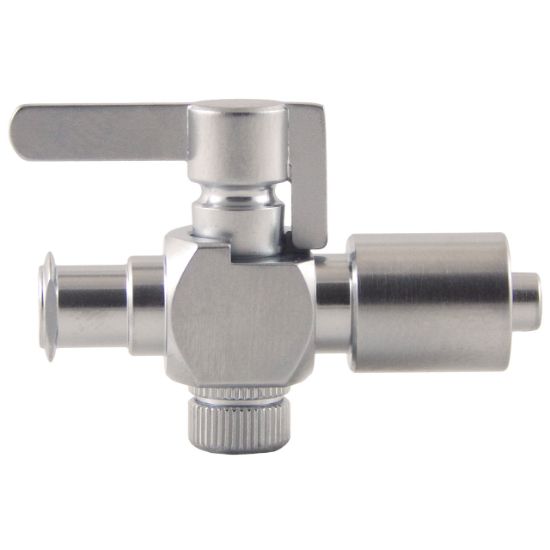 Cadence, Luer Stopcock Fitting, 6021IND, Nickel-Plated Brass, One-Way, Female Luer x Male Luer Lock_1149434