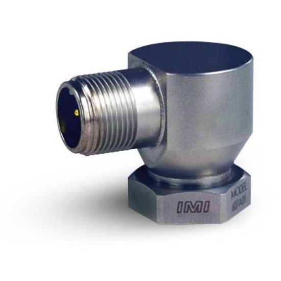 Model:607A01 - Low profile industrial ICP® accelerometer, 100 mV/g, 0.5 to 10k Hz, side exit, 2-pin MIL connector & swiveler base, single point ISO 17025 accredited calibration_1166663