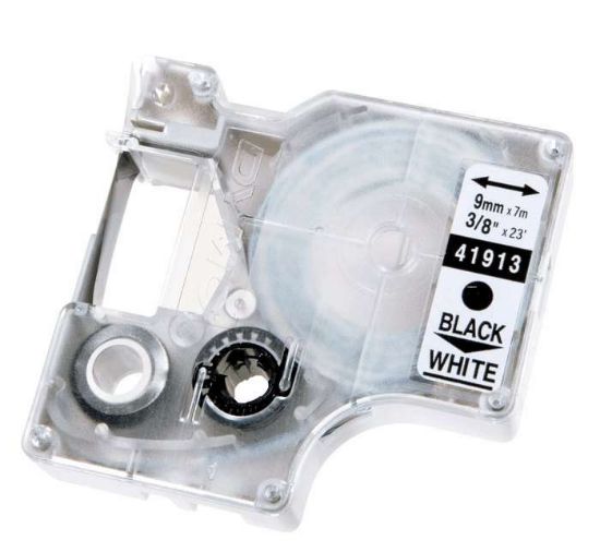 LABEL TAPE BLK ON WHT 3/8"W_1077423