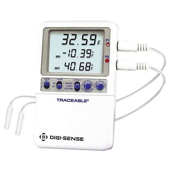 Traceable High-Accuracy Fridge/Freezer Thermometer with Calibration; 2 Bullet Probes_1185157
