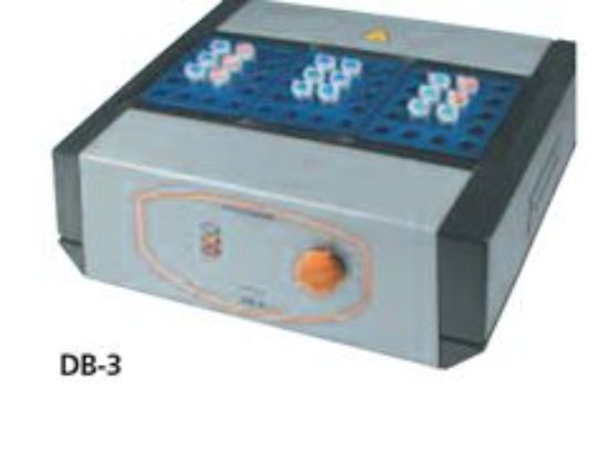 Analog block therm. 230 V, 10 mm tubes: Analog metal-block thermostat 230 V, RT to +100°C, for up to 60 sample tubes with 10 mm o. d., including two aluminium sample preparation blocks, convenient, liquid-free sample temperature conditionin_1332019