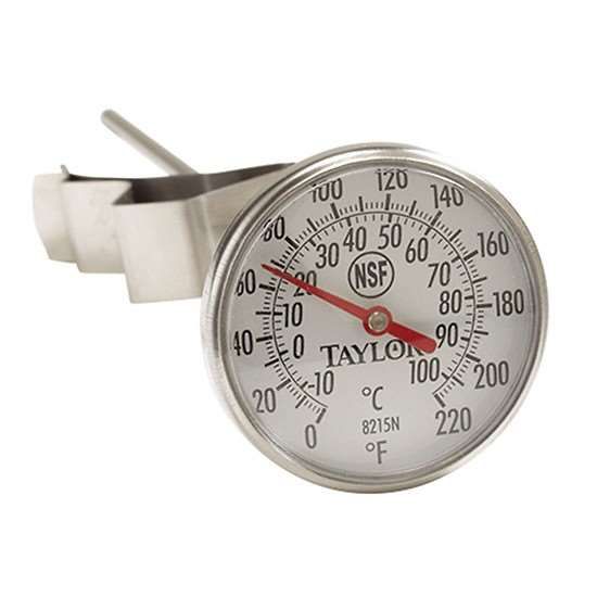 Taylor 6215J 2" Dial Bi-metal Test Thermometer, 8" Stem, 0/220F, 1% Accy_1208871
