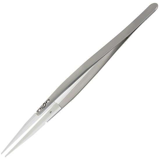 Cole-Parmer Ceramic Tip Stainless Steel Tweezer, Tip; Flat, Duckbill, 14 cm_1620141