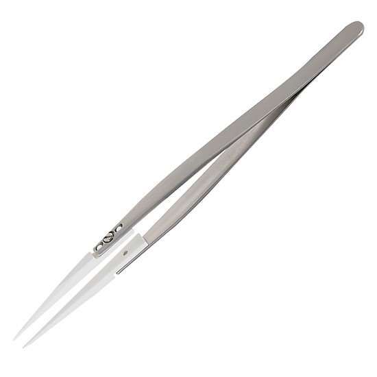 Cole-Parmer Ceramic Tip Stainless Steel Tweezer, Tip; Fine, Pointed, 14 cm_1620139