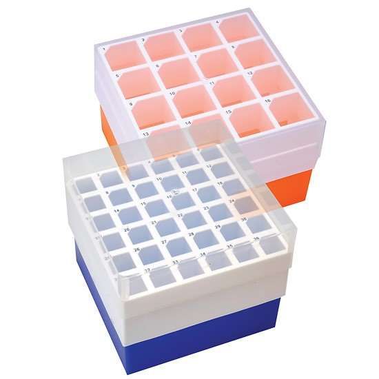 Argos Technologies PolarSafe  Polypropylene Freezer Box, 16 x 50 mL, Orange; 2/Pk_1205108