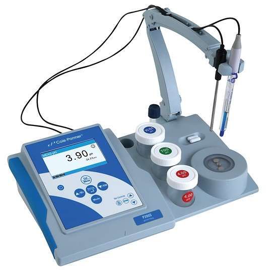 Cole-Parmer P200S pH Meter Kit; Tris-compatible pH Electrode, Test Bench_1223163