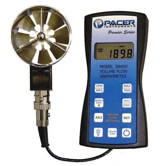 Pacer DA430 Precision Vane Thermoanemometer with 2.75" Vane, Temperature/Humidity Probe, and USB Output; IP65_1217409