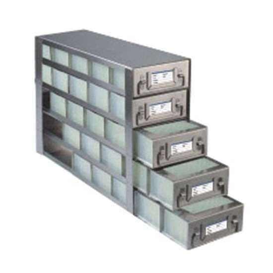 Argos Technologies PolarSafe® RDDP55A Upright Freezer Drawer Rack for 96 Deep-Well Plates or 1 3/4" Max H Boxes, 5 x 5 Array_1229936