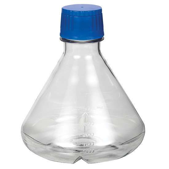 TriForest FBC3000S Polycarbonate Baffled-Base Sterile Erlenmeyer Shaker Flask, 3000 mL, PP Cap, Packs of 3, 12/CS_1236197