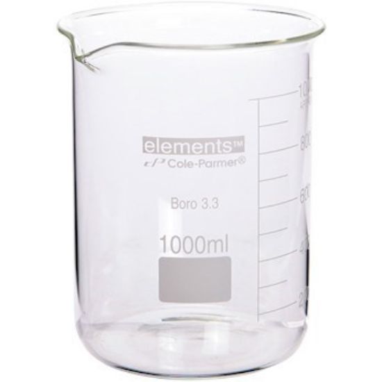 Cole-Parmer Essentials Low-Form Beaker, Glass, 1000 mL; Pack of 6_1229813