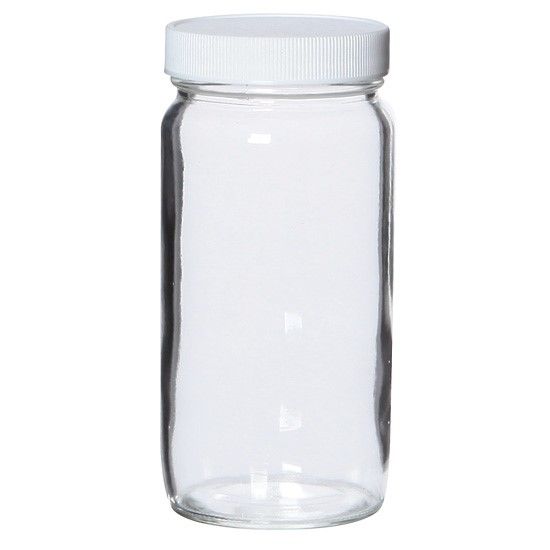 Cole-Parmer Straight-Sided Wide-Mouth Glass Bottle, Level 3, Clear, 125 mL, Open Top; 12/Cs_1221168