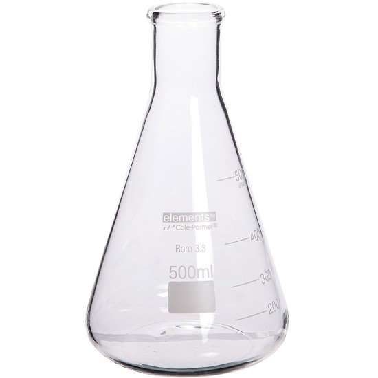 Cole-Parmer elements Erlenmeyer Flask, Glass, 500 mL, Pkg of 8_1240828