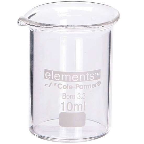 Cole-Parmer elements Low-Form Beaker, Glass, 10 mL, 12/pk_1233168