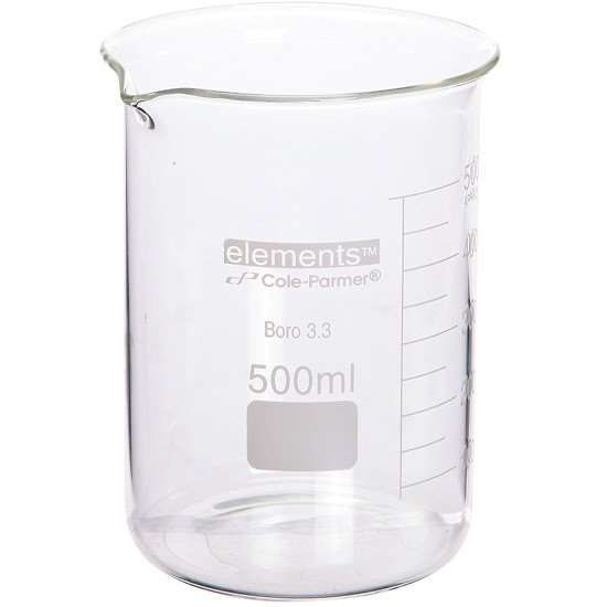 Cole-Parmer Essentials Low-Form Beaker, Glass, 600 mL; 8/PK_1225792