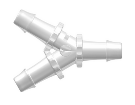 Y Tube Fitting with 500 Series Barbs, 3/8" (9.5 mm) ID Tubing, Animal-free Natural Polypropylene_1810156