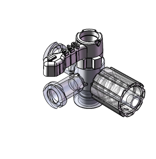 Stopcock, 3-Way, Female Luer to Female Luer to Male Luer, Clear PC Body, 1 Arrow Natural HDPE Diverter, Tight Luer Lock Ring_1882836