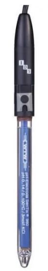 SenTix® 980, IDS pH combination electrode with liquid electrolyte, glass shaft and integrated temperature sensor. QSC function. Electrode incl. 1.5 m fixed cable with waterproof digital connector, dropper vial with 3 mol/l KCl._1886551