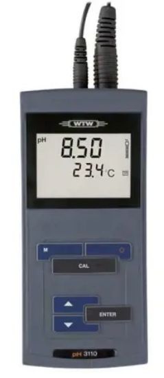 pH 3110, Easy-to-operate, robust pH/mV-meter with large LCD-Display, for portable routine measurement. Single instrument in a case including buffer STP 4 and STP 7, 3 mol/l KCl, short instruction manual, CD-ROM and batteries._1885758