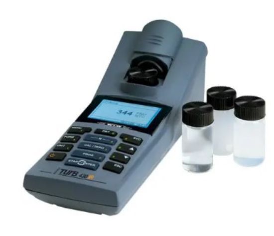 Turb 430 IR, Portable turbidimeter for nephelometric measurement (90°) acc. DIN EN 27027, incl. calibration standard kit (0.02 - 10 - 1000 NTU/FNU), 5 empty cuvette, tissues, batt. (4 AA Mignon), suitable for drinking water. Optional:_1885629