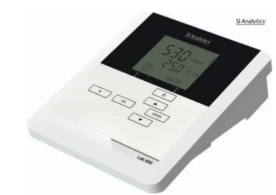 Lab 855 - Meter, pH meter Lab 855 Set, Measuring parameters pH, mV, temp., 3-point-cal., micropr., DIN 19262 connection. Including stand, power supply, pH-temp. comb. electrode BlueLine 14 pH, calibr. solutions._1887516