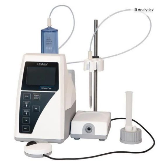 Piston Burette TITRONIC® 300, TITRONIC® 300, Module 1: basic unit, with ready to use with 20 ml dosing unit TZ 3130 with tubes, screw threads and titration tip, mouse TZ 3880, titration clamp Z 305 and stand rod TZ 1748, with external_1887484