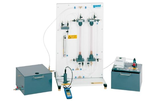 GUNT Ion Exchange Trainer, Cation & Anion Exchangers, Desalination & Softening, Regeneration, Adjustable Flow, Conductivity Monitoring