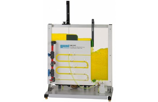 GUNT Fundamentals of Water Flow Trainer, Open Channel and Pipe Flow, Differential Pressure, Flow Rate Measurement