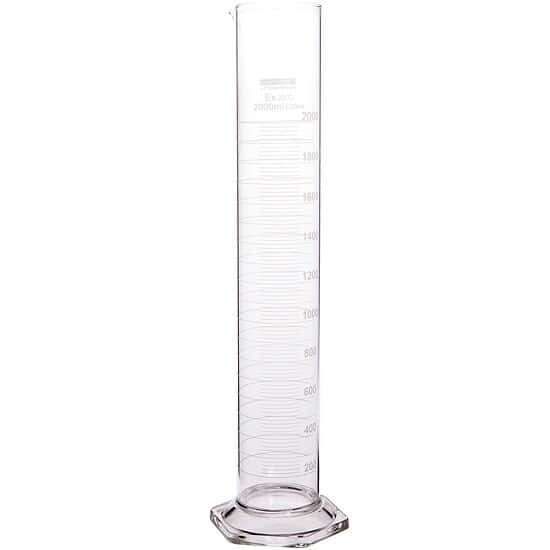 Cole-Parmer elements Graduated Cylinder, Glass, Hexagonal Base, 2000 mL, 1/pk_1465284