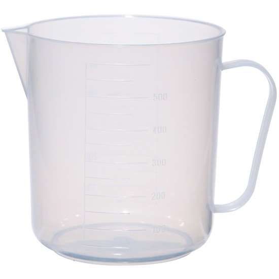 Cole-Parmer elements Plastic Beaker with Handle, Translucent PP, 500 mL, 5/pk_1475130