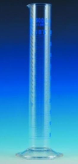 Measuring cylinder 1000 ml, tall form glass, cl.A, blue scale, glass base, batch certified_1501841