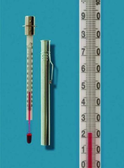 Pocket thermometers,nickel-plated case with clip red filling,range -35° - +50°C : 1°C_1509086