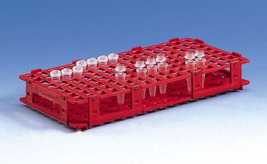 Reaction Tube Stands, Red, PP, 265 x 126 x 38 mm, For 84 Tubes with 13 mm Ø_1511514